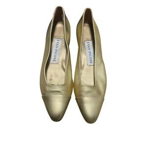 Vintage Evan Picone Gold Leather Flats Women's Size 7.5 S/Narrow